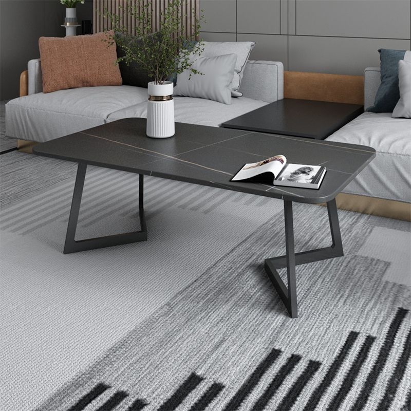 Single Cocktail Table Slate Rectangular Coffee Table for Living Room
