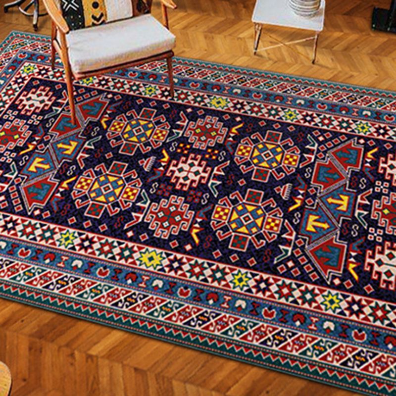 Bohemian Multicolor Carpet Polyester Area Carpet Stain Resistant Rug for Living Room