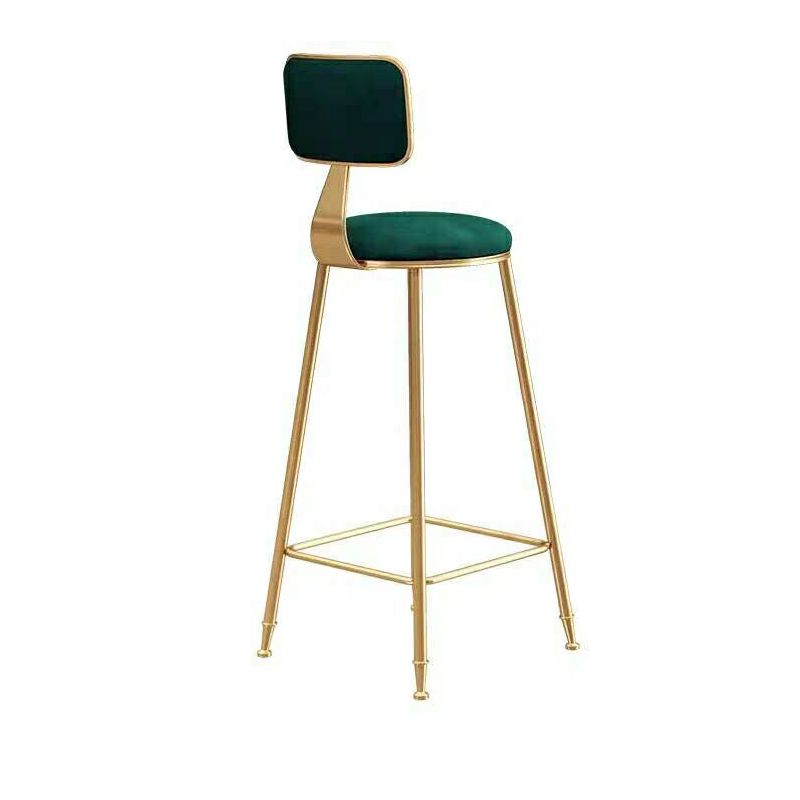 Glam Round Counter Stool Footrest Upholstered Low Back Indoor Dining Stool