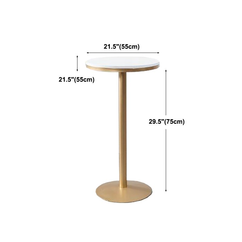 Industrial Gold Bar Table 21.6"W Round Top White Wood Bistro Table for Breakroom