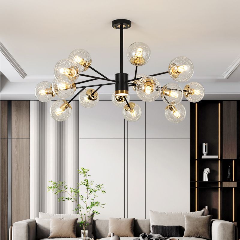 Contemporary Sphere Chandelier Lights Glass Chandelier Pendant Light in Black