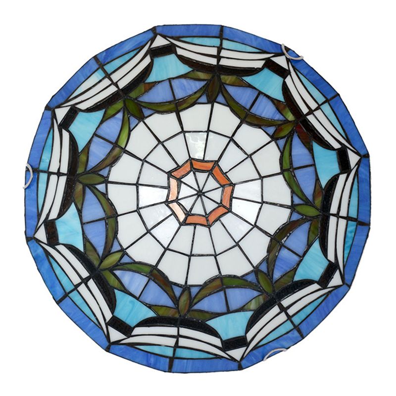 Tiffany Style Dome Flush Ceiling Light Hand Rolled Art Glass Ceiling Light for Bedroom