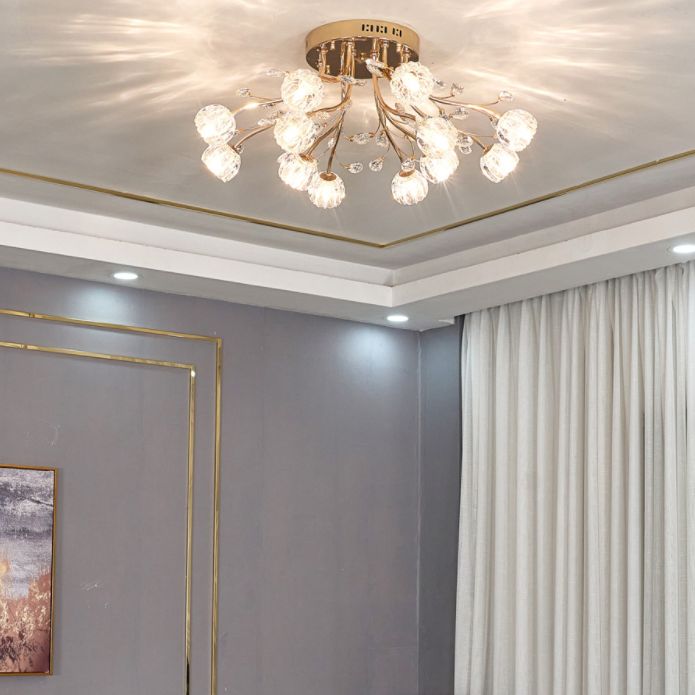 Vintage Flush Mount Decke Leicht geripptes Glas Starburst Flush Mount Light für Wohnzimmer