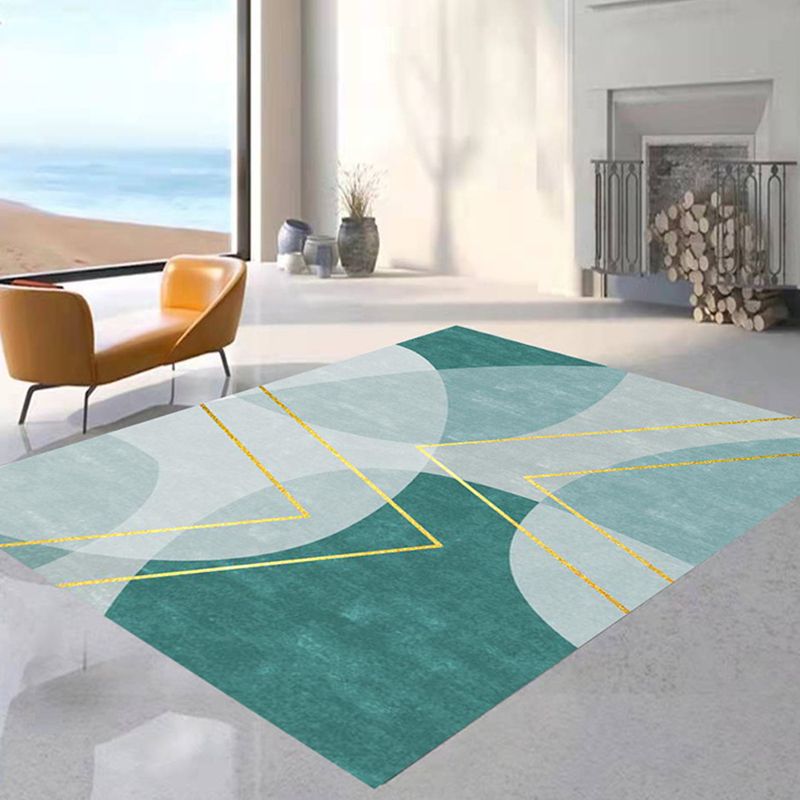 Red Modern Area Rug Polyester Ring Rug Non-Slip Backing Rug for Living Room