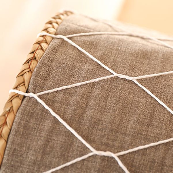 Traditional Poof Tribal Pattern Cylinder Shape Rattan Tear Resistant Pouf