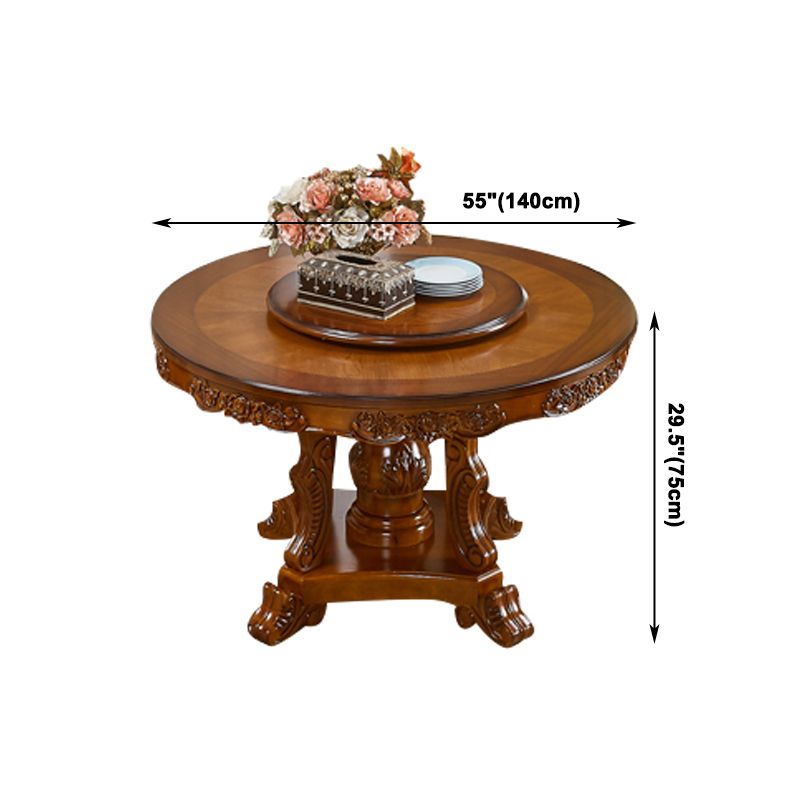Solid Wood Victorian Round Dining Table Dining Table with Pedestal Base