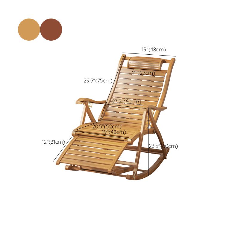 Traditional Rocking Chair Bamboo Solid Color Trapezoidal Back Indoor Rocking Chair
