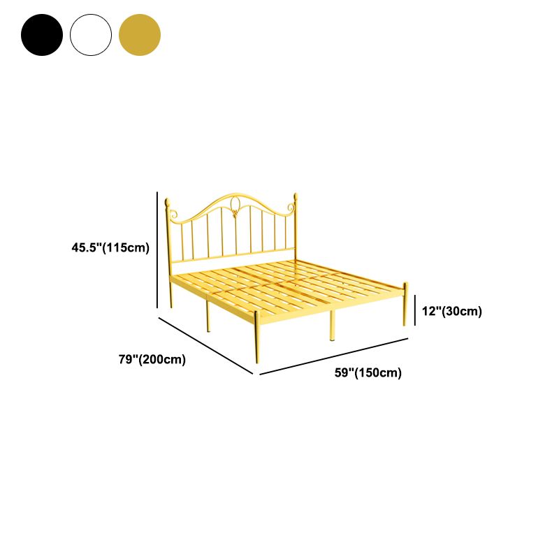 45" Tall Glam Standard Bed Metal Open-Frame Bed with Arched Headboard
