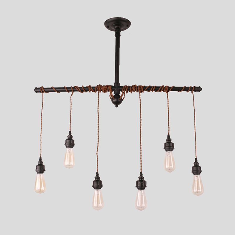 Peas Shape Pendant Light Modern Style Wood 6 Lights Island Lamps for Living Room