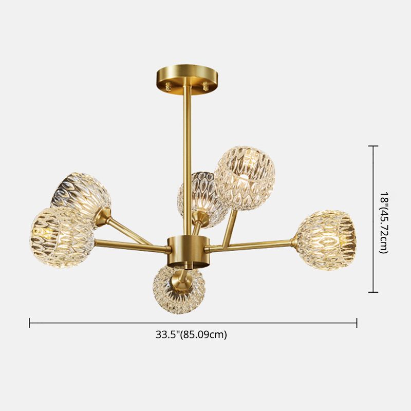 Alcance completo de la iluminación de cristal de cobre Candelera molecular de estilo moderno para sala de estar