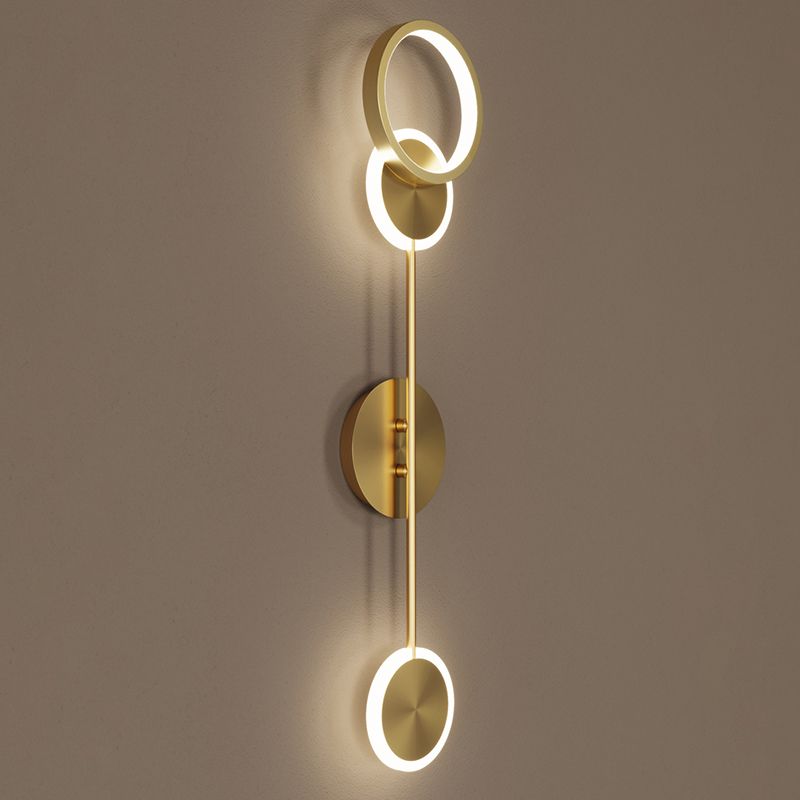 Nordic Style Brass Wall Light Circle Gold LED Wall Sconce for Living Room