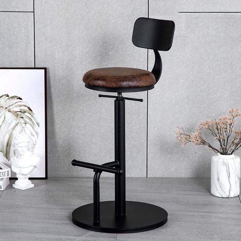 Industrial Adjustable Height Swivel Bar Stool Black Footrest Home Stool