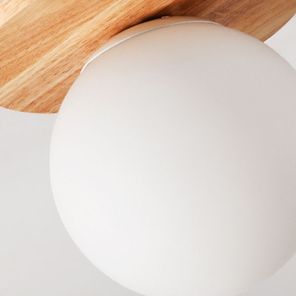 Contemporary Sphere Flush Light Fixture Wood 1 Light Flush Mount Lamps in Brown