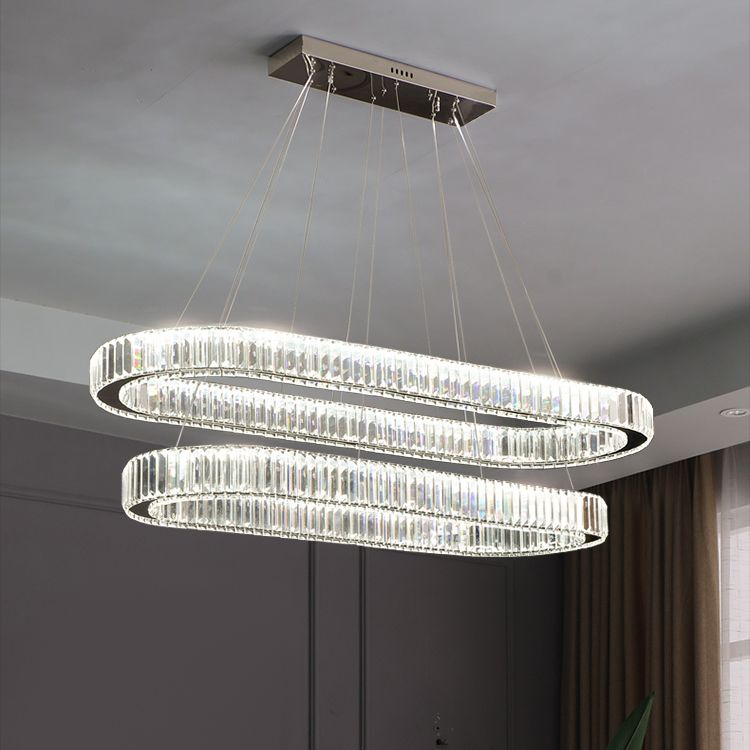 Oval Island Lighting Ideas Modern Chandelier Crystal 2 Light Island Plafond Light in Gold Finish