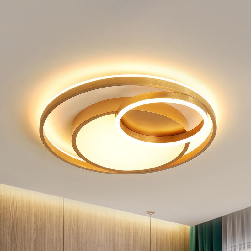 16"/23.5" Wide Circle Acrylic Ceiling Lamp Postmodern Gold LED Flush Mount Light Fixture, Warm Light/White Light/Remote Control Stepless Dimming