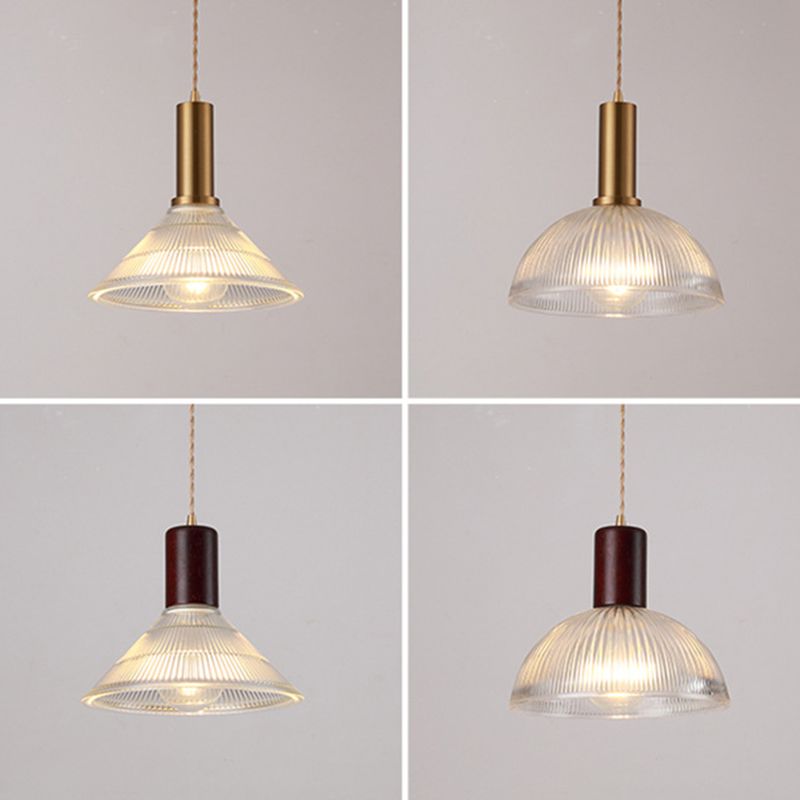 Lampada sospesa in vetro a costine lampada a sospensione a bulbo singolo per camera da letto