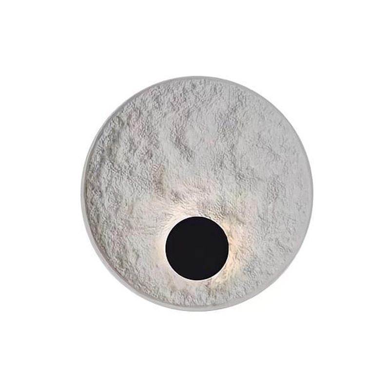White Modern Metal Wall Sconce Circle Shape Wall Light with Resin Shade for Bedroom