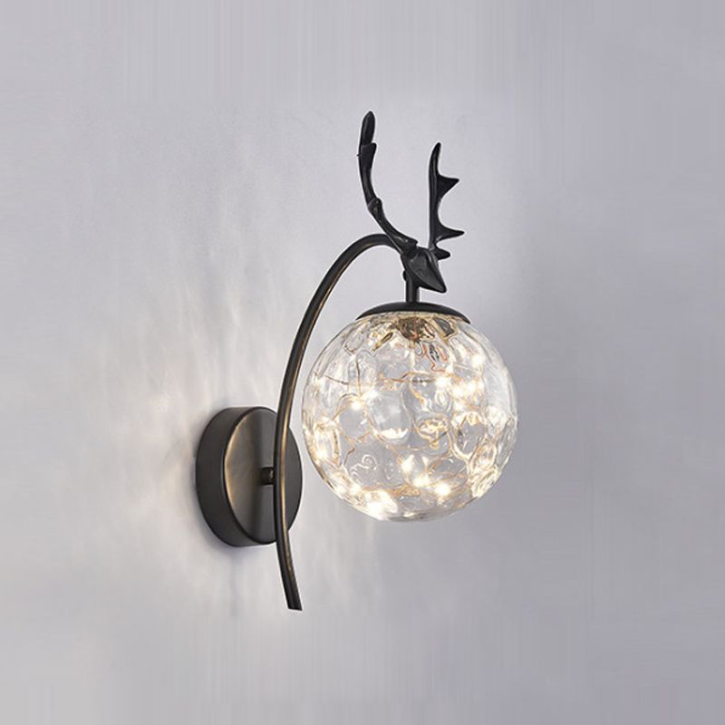 1 Light Spherical Wall Sconce Modern Style Glass Wall Lighting for Restaurant