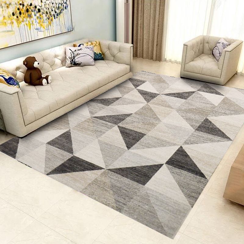 Black Modern Carpet Geometric Polyester Carpet Washable Carpet for Home Decor