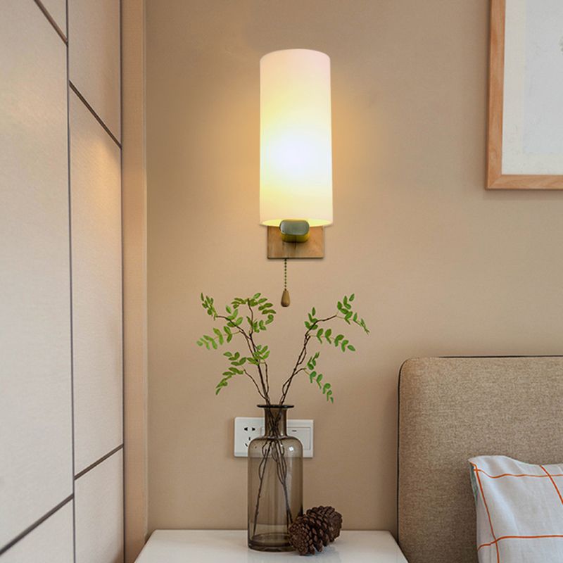 1-Light Wall Sconce Modern Style Wood Wall Lighting for Bedroom