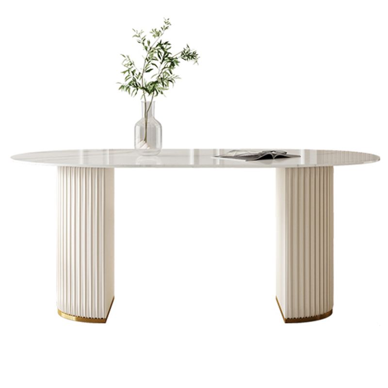 Slate and Metal Table Glam Style Simple Restaurant Oval Dining Table