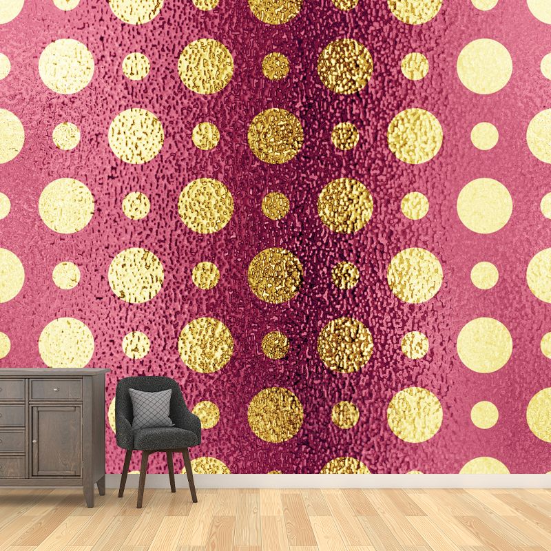 Large Polka Dots Wallpaper Mural for Home Foil Wall Art in Bright Color, Waterproof