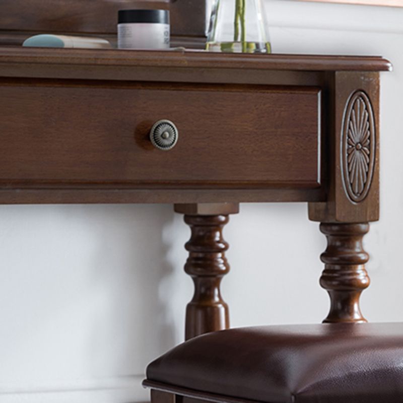 Traditional Wooden Vanity Makeup Table Set 1 Drawers Dressing Table with Mirror