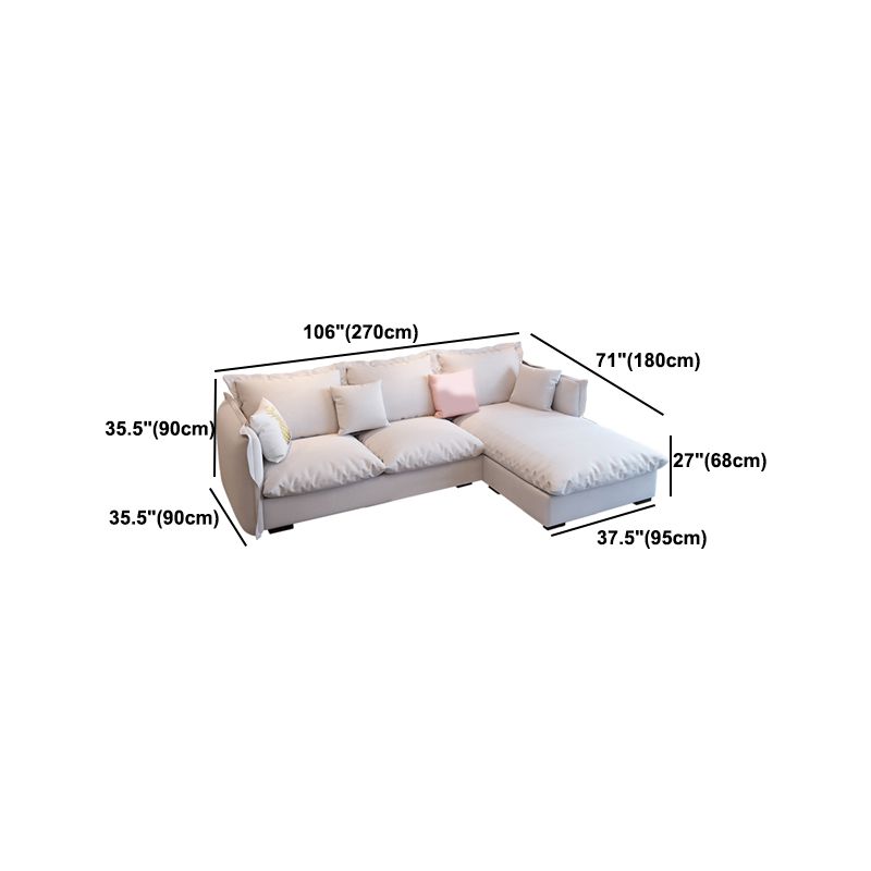 Modern Square Arm Sofa & Chaise, Loose Back Linen Sofa - 70.87" D
