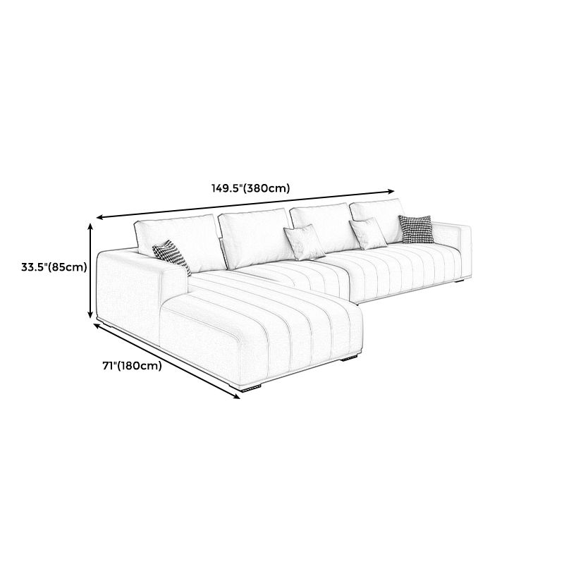 Cream Modern Faux Leather Square Arm Sofa/Sectional with Pillowed Back Cushions