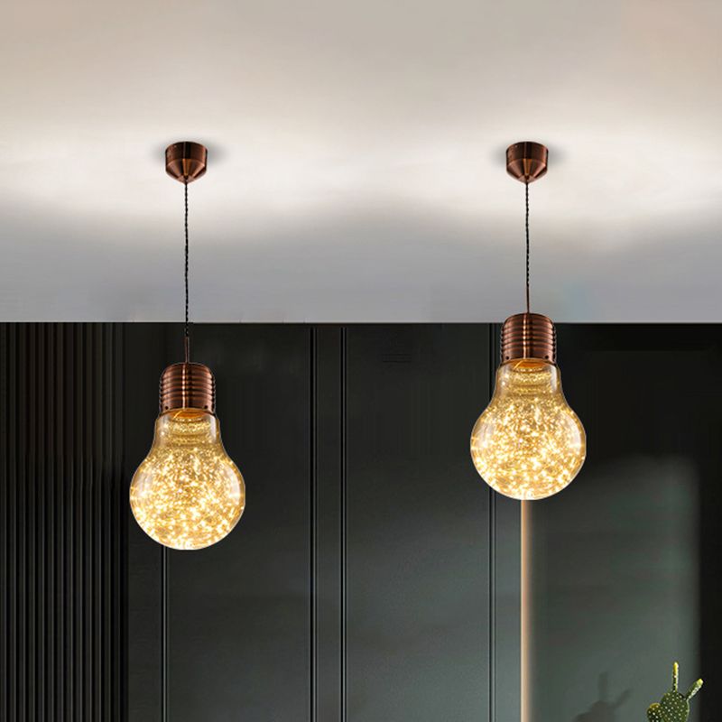 Light String Light Nordic Metal LED Accensione a pendente con tonalità in lampadina di vetro per barra