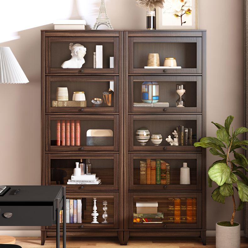 Manufactured Wood Bookcase Contemporary Standard Bookshelf with Glass Doors