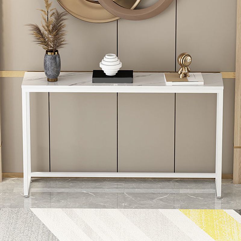 Trestle Legs 41.33" H Table Stone Rectangle Console Accent Table