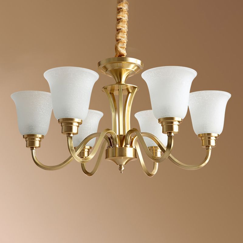Bell Shape Pendant Lights Modern Glass Pendant Chandelier in Gold Finish