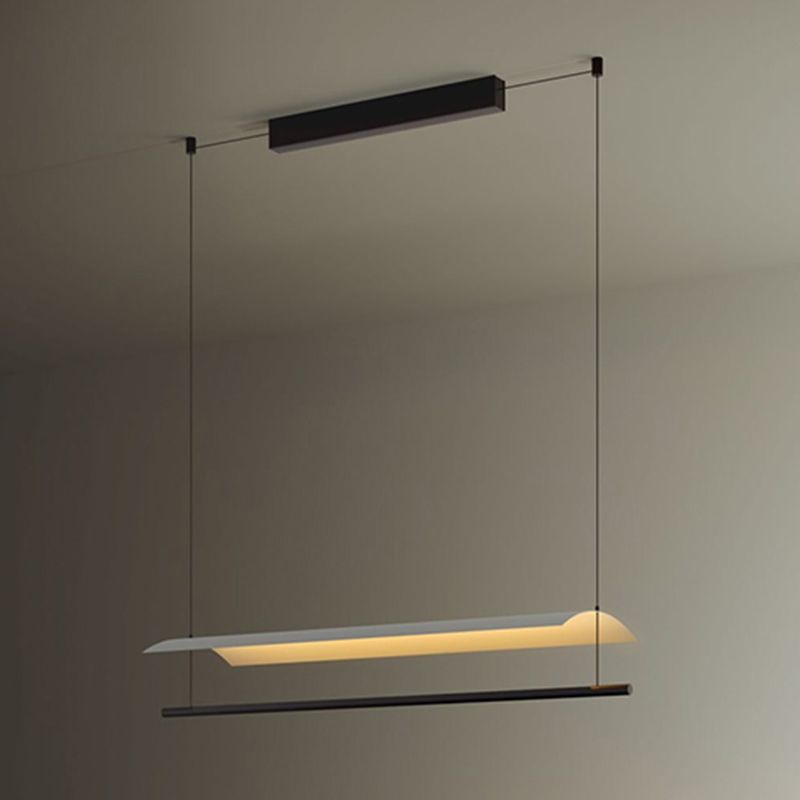 Black and White Kitchen Island Fixture Linear Modern Iron Pendant Light