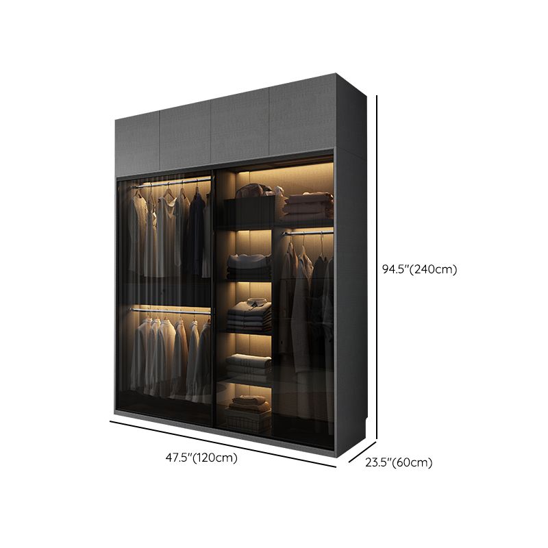 Modern Style Glass Wardrobe Bedroom Wardrobe Closet with 1 Drawer