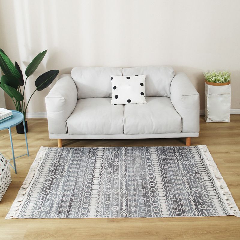 Stijlvolle boho chic tapijt multicolor geometrisch vloerkleed machine wassen tassel-getrimde tapijt voor huis