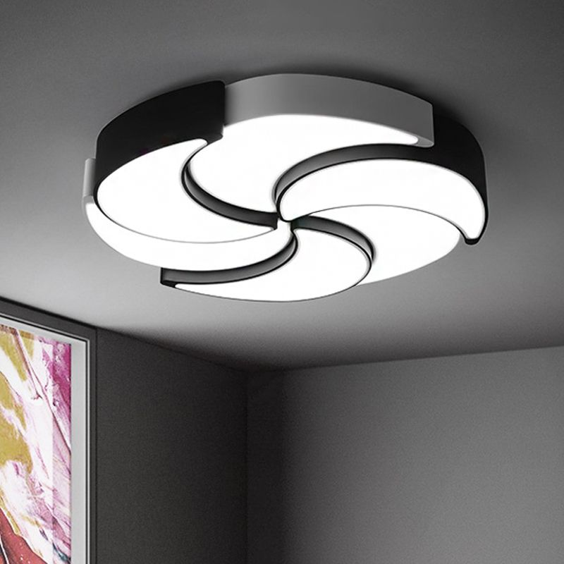 Circular Flush Mount Lighting with Windmill Design Contemporary Acrylic 19.5/"/23.5"/31" W LED Black and White Ceiling Light, Warm/White Light