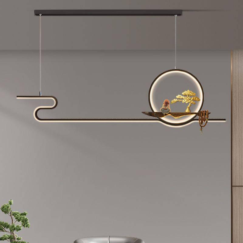 Ideas de iluminación de isla lineal Iluminación colgante de 2 luces de metal contemporáneo