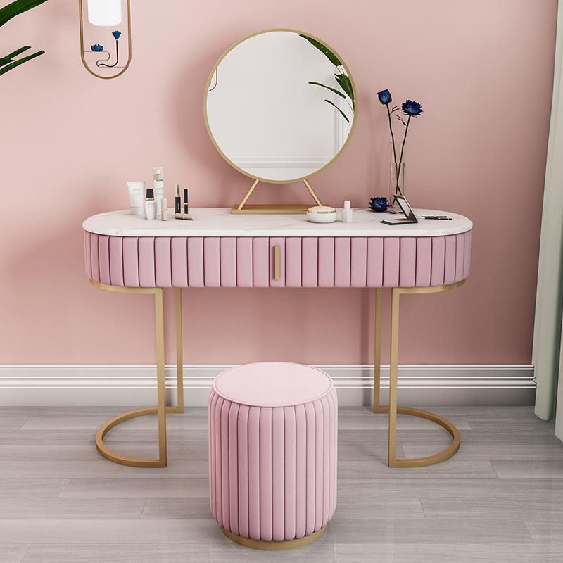 Glam Style 1-drawer Marble Top Make-up Vanity Dressing Table