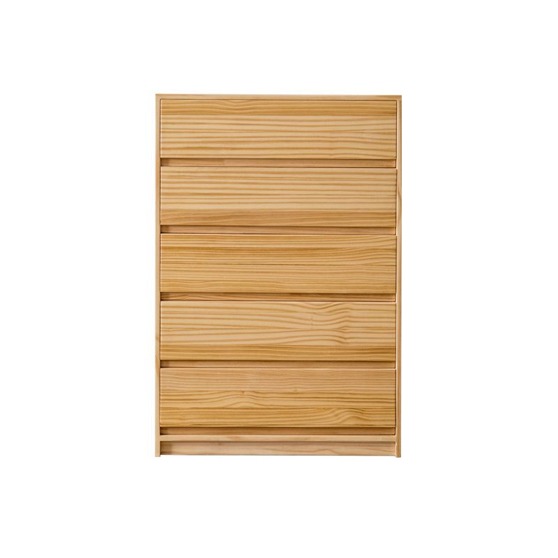 Mid-Century Modern Chest with 5 Drawers in Pine Wood Accent Chest