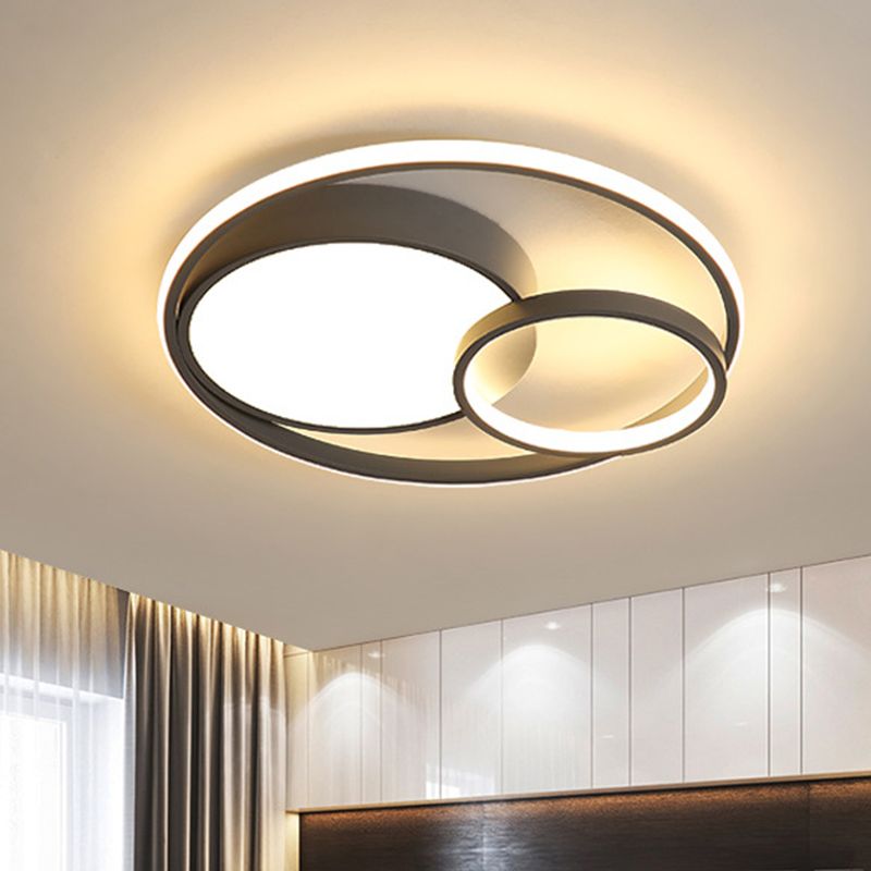 Acrylic Ring Shape Flushmount Lighting Modern Stylish LED Gray/White/Black and White Ceiling Lamp in Warm/White/3 Color Light