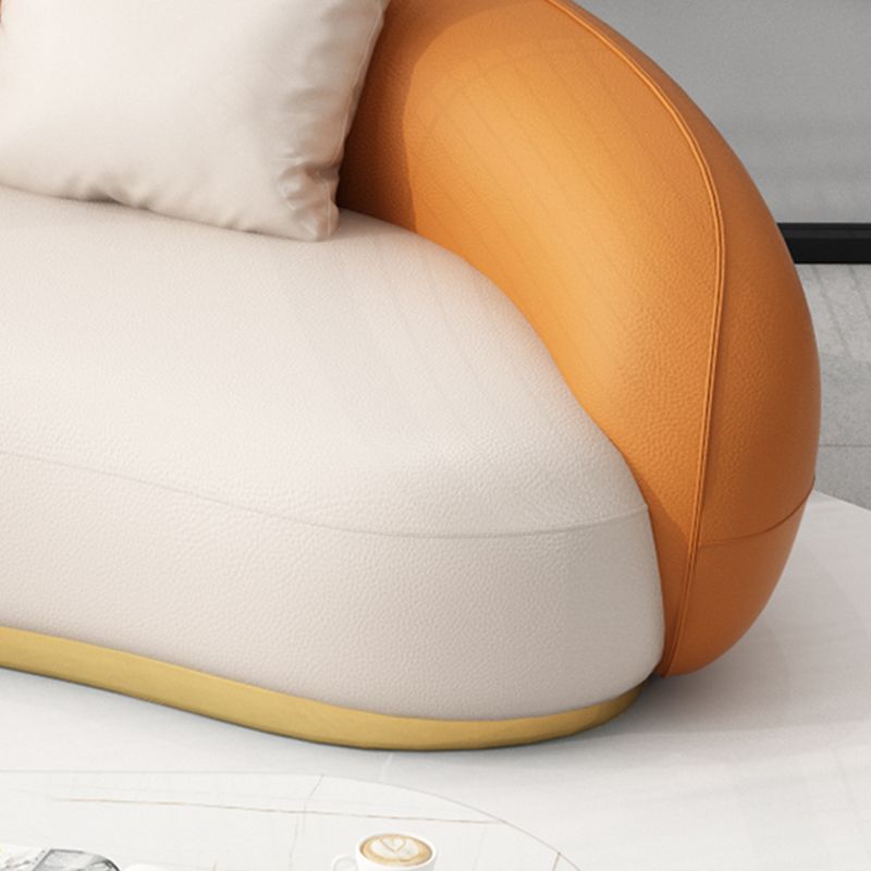 Contemporary Solid Color Sloped Arm Curved Sofa for Living Room