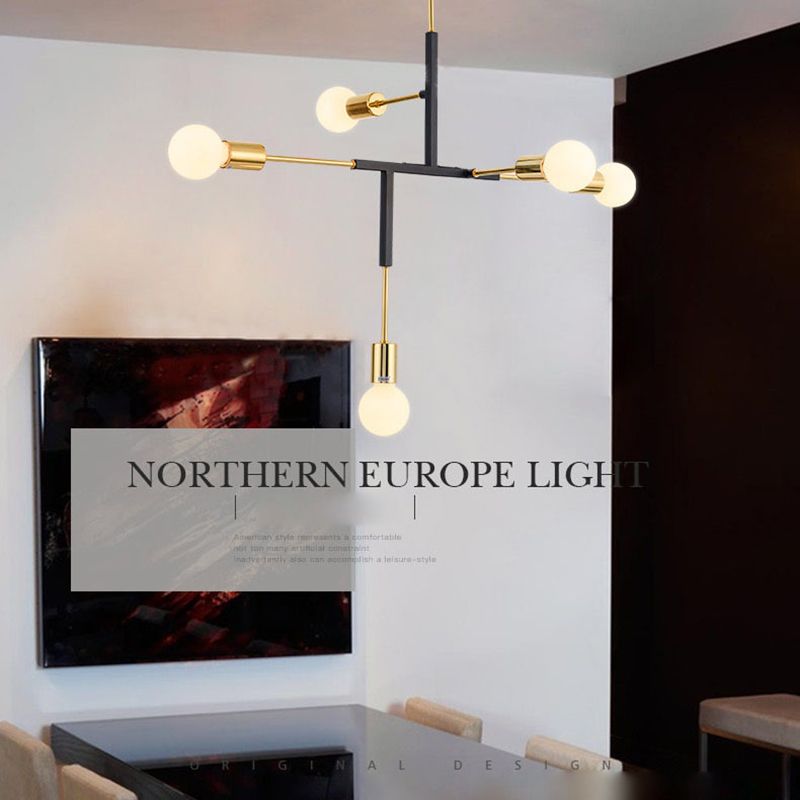 Postmoderne Postmodern Fer and Glass Chandelier Lighttures Restaurage Poulier de suspension