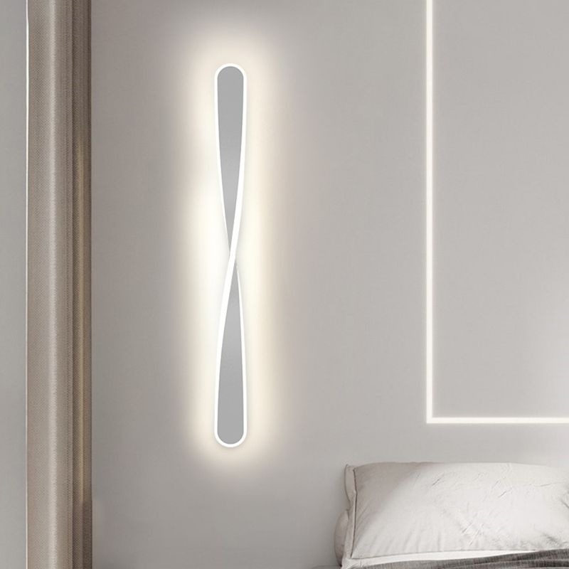 LED Line Shaped Wall Mount Light Fixture Postmodern Style Metal Wall Sconce