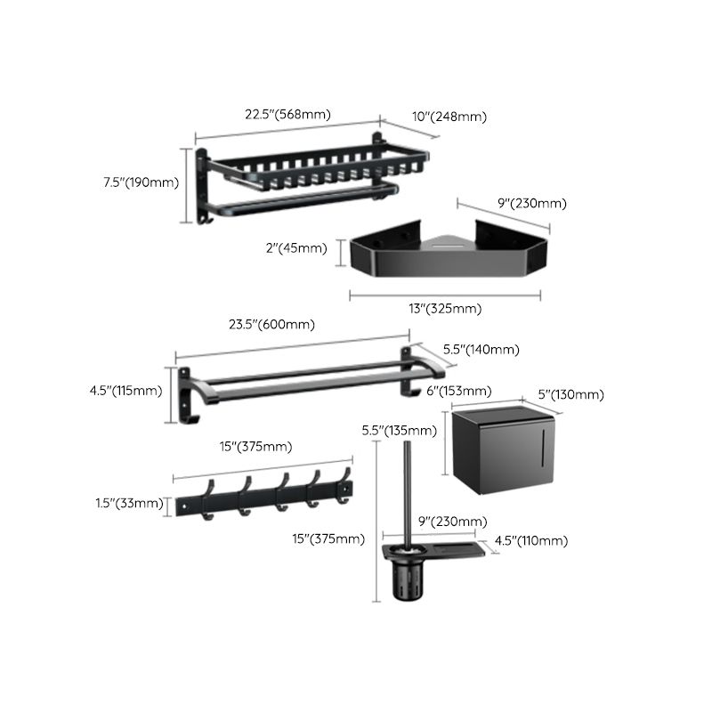 Traditional Black Bathroom Accessory As Individual Or As a Set