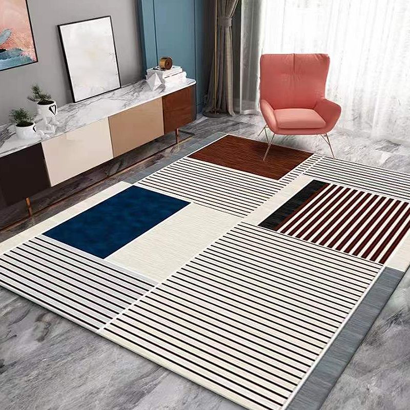 Contemporary Matrix Pattern Carpet Polyester Indoor Rug Pet Friendly Area Rug for Home Decoration