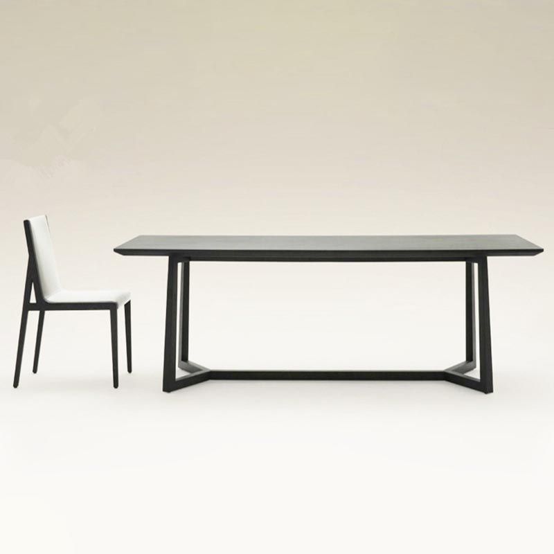 Mesa de comedor industrial rectangular Mesa fija de madera maciza con base de caballete