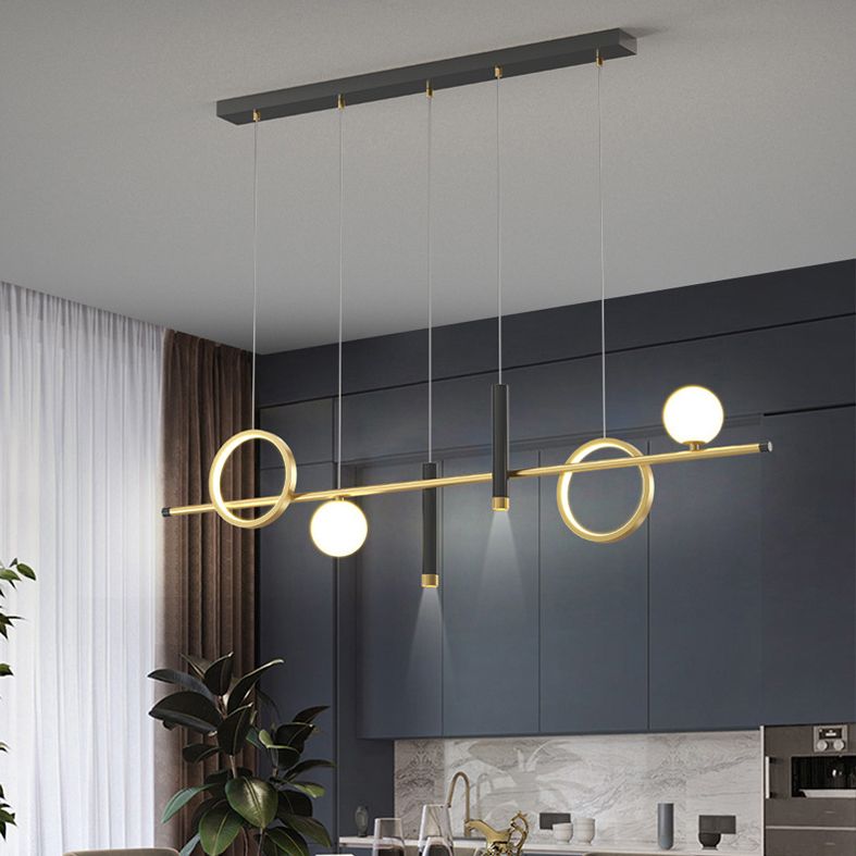 Modern Creative LED Island Light Aluminium Linear Pendant Light with Acrylic Shade