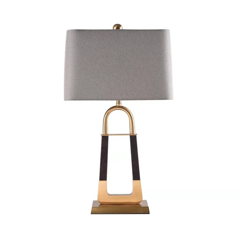 1 Head Bedroom Study Lamp Modern Grey Reading Book Light with Tapered Fabric Shade