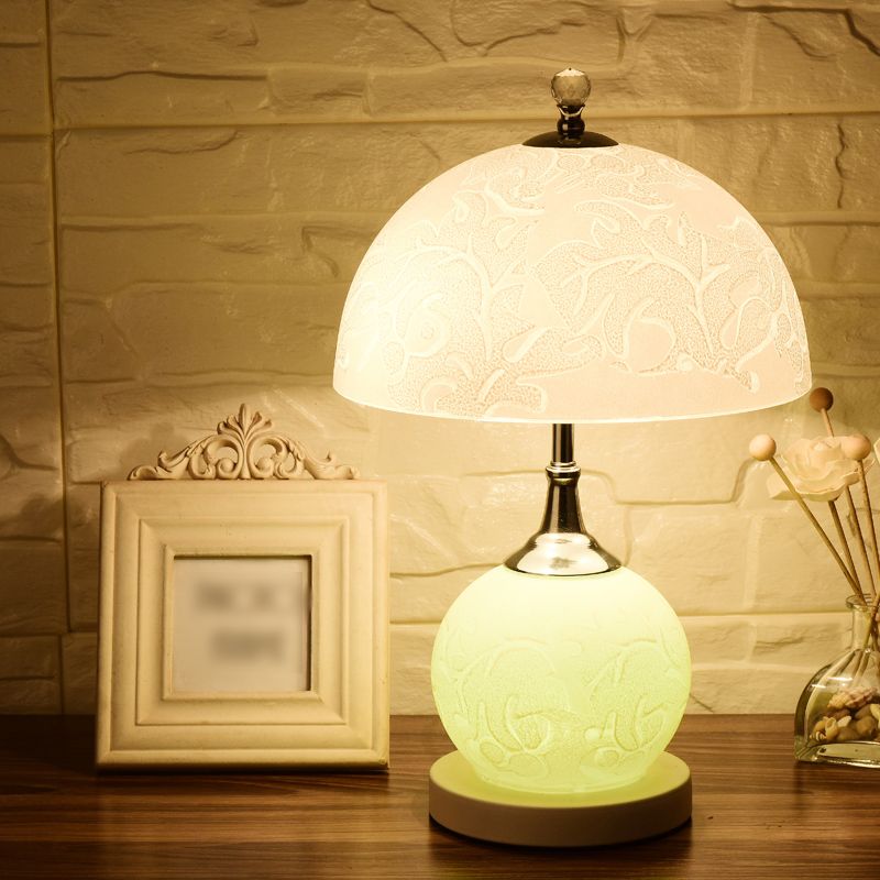 Lampada da tavolo a cupola in vetro contemporaneo a 2 luci da comodino per camera da letto